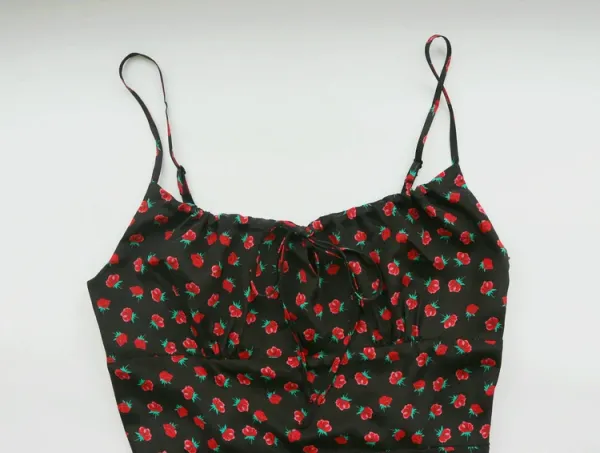Design Polka Dot Spaghetti Strap Mini Dress Black - 69