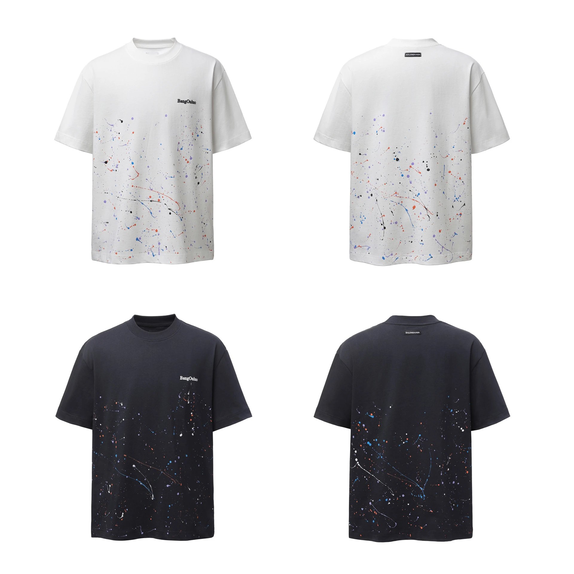 Design BangOuluo Splatter Print White T-Shirt T-Shirts - 3