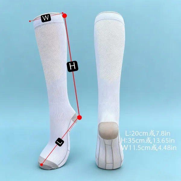 Design Knee-High Compression Socks White with Gray Accents - 10