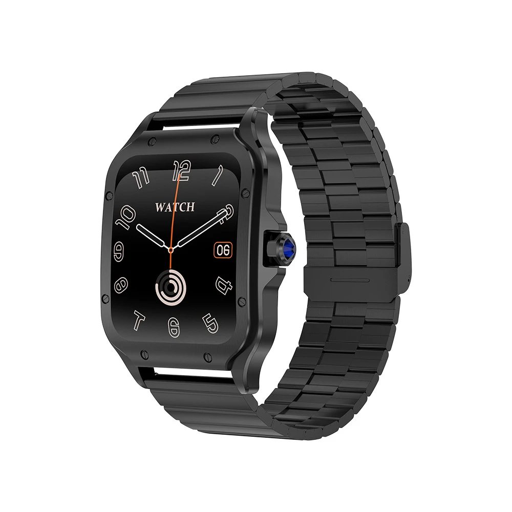 Design Square Smartwatch Black Metal Band Smartwatch