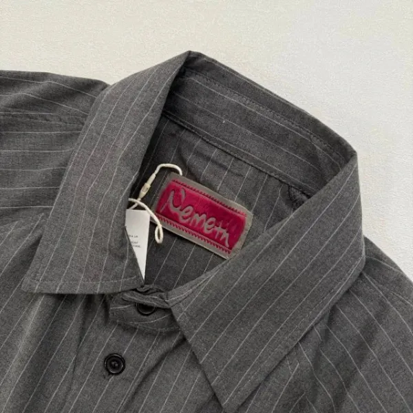 Needles Kimono Jacket Gray Pinstripe with White Rope Motif Outerwear - 23