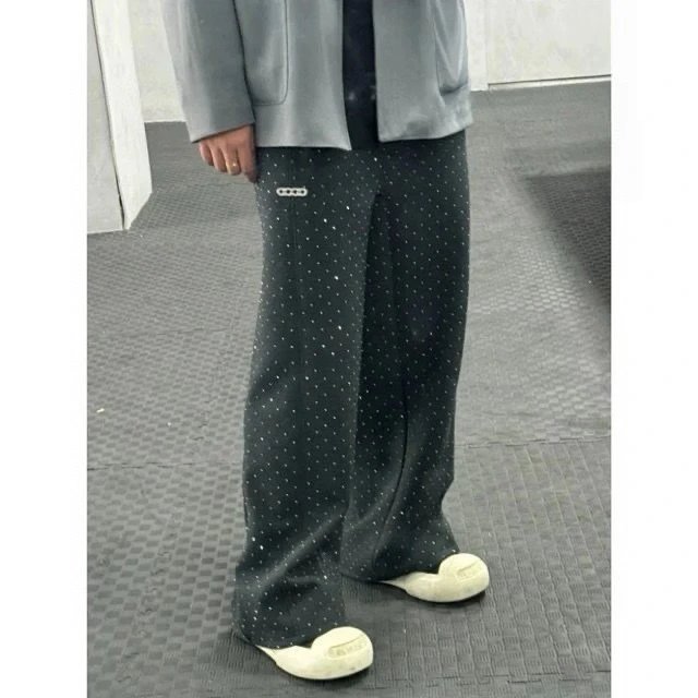 Good Brand Polka Dot Wide-Leg Sweatpants Black - 14