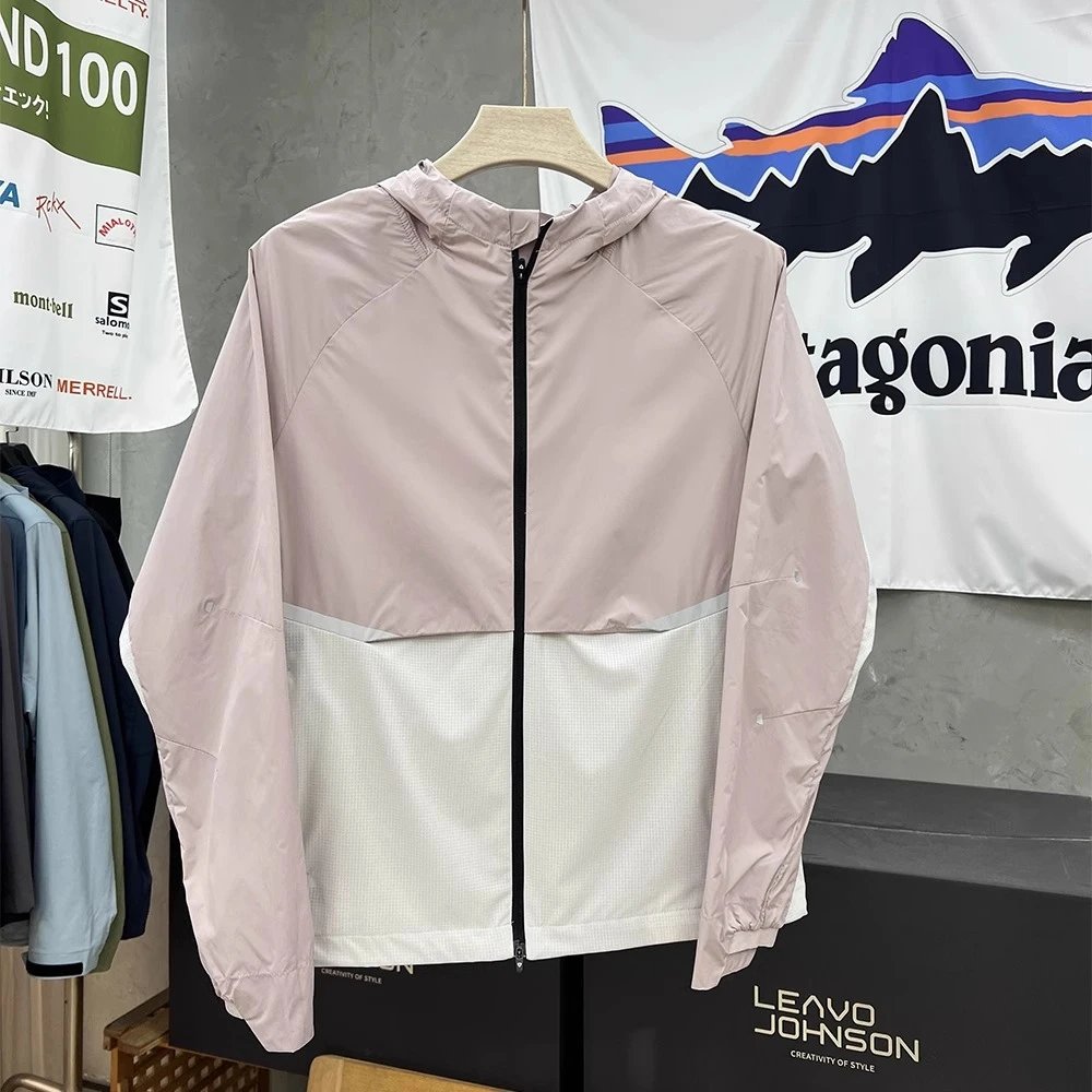 Lightweight Hooded Windbreaker Gray Mesh Panel Sport Jacket