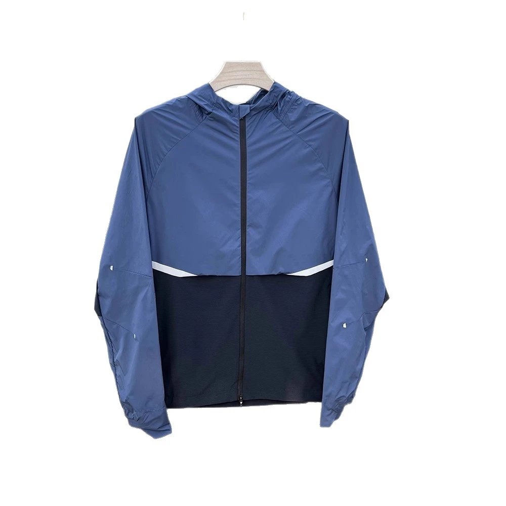 Lightweight Hooded Windbreaker Gray Mesh Panel Sport Jacket