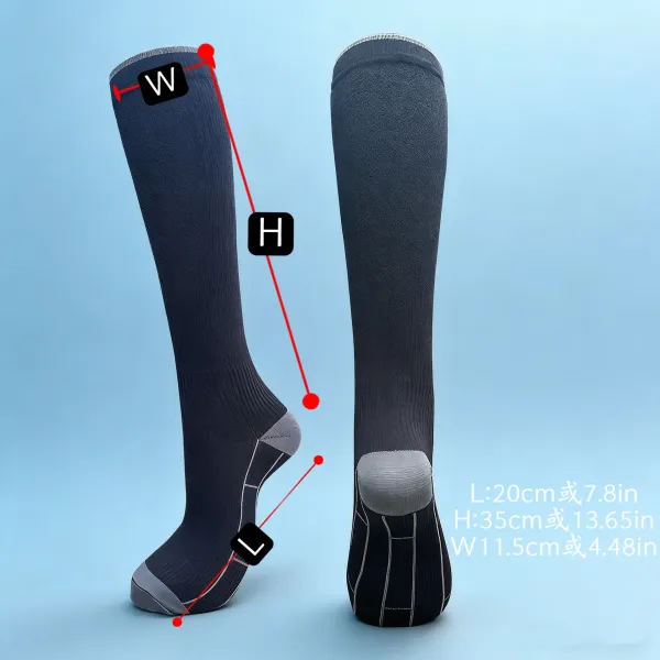 Design Knee-High Compression Socks White with Gray Accents - 11