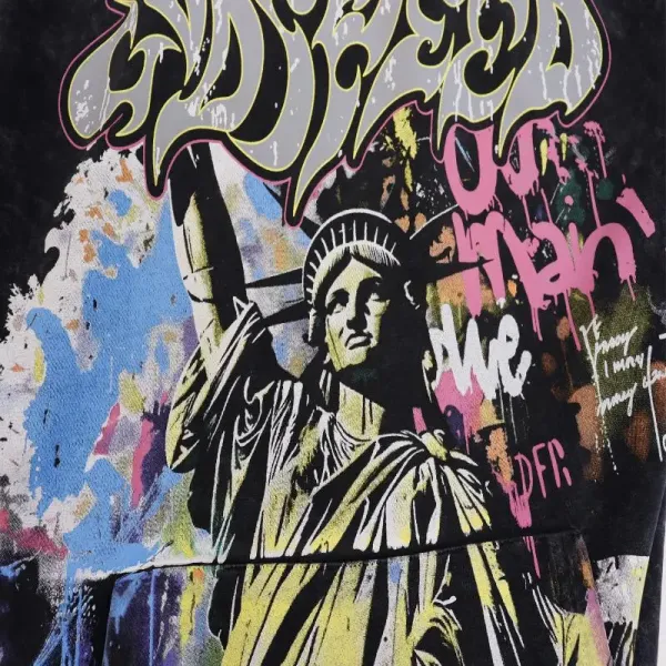 Godspeed Statue of Liberty Graffiti Hoodie Beige - 6