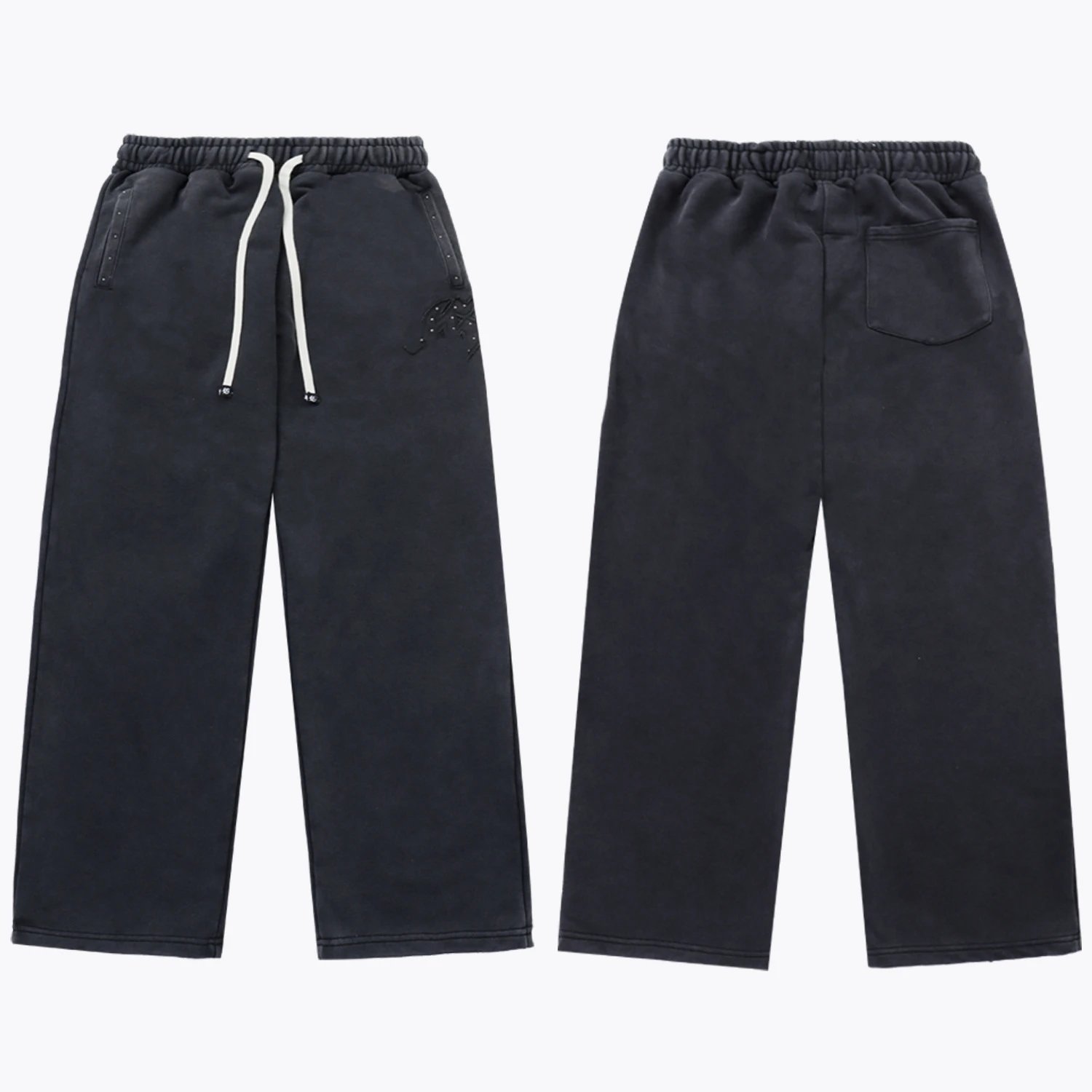 Embroidered Logo Hoodie and Sweatpants Set Gray