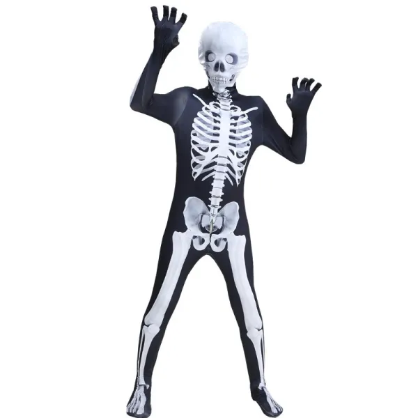 Design Skeleton Hooded Jumpsuit Black Costume Clothing - 6
