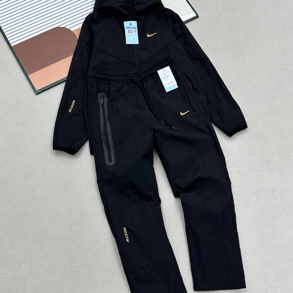 Nike Windbreaker Jacket And Jogger Pants Set Black Gray Sportswear