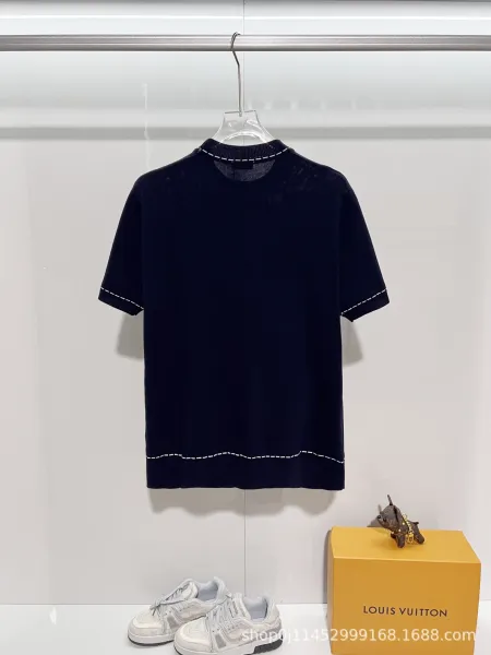 Fendi Knit T-Shirt White with Contrast Stitching - 6