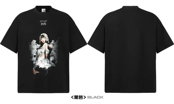 Design Like Jennie Graphic Print Black Oversized T-Shirt - 14