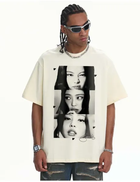 Design Like Jennie Graphic Print Black Oversized T-Shirt - 27