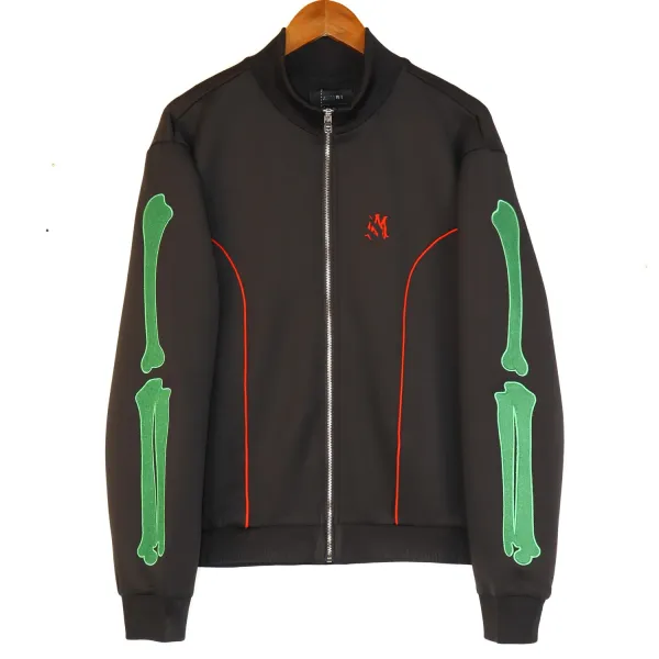 Design Skeleton Print Track Jacket Light Blue Outerwear - 9