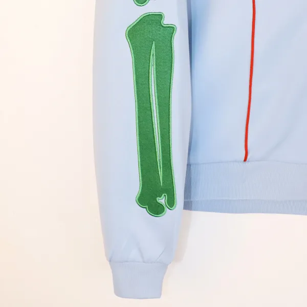 Design Skeleton Print Track Jacket Light Blue Outerwear - 10