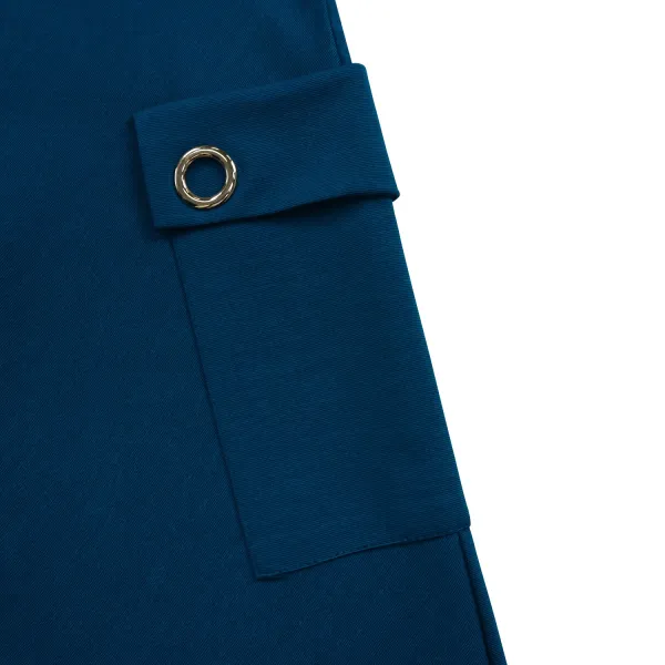 Design Trench-Style Wrap Dress in Navy with Belt - 81