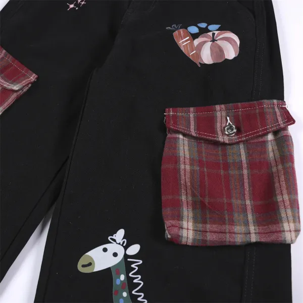Design Rhinde Patchwork Cargo Pants Black Pants - 8