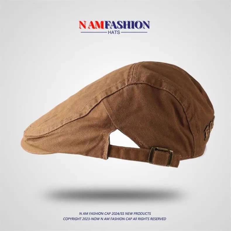 Design N AM Fashion Boston Corduroy Cap Brown Hats - 10