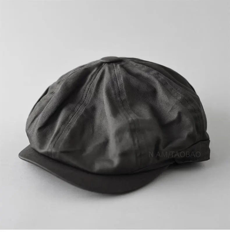 Design Newsboy Cap Navy Blue Hat - 3