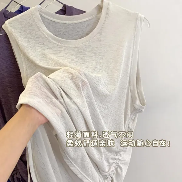 Design LFINTHEESP Ruched Side Sleeveless Top Purple Vest Top - 10