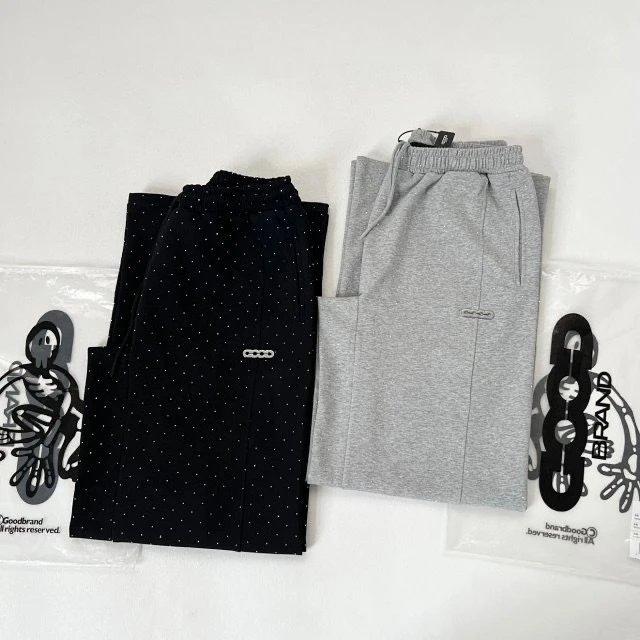 Good Brand Polka Dot Wide-Leg Sweatpants Black - 15