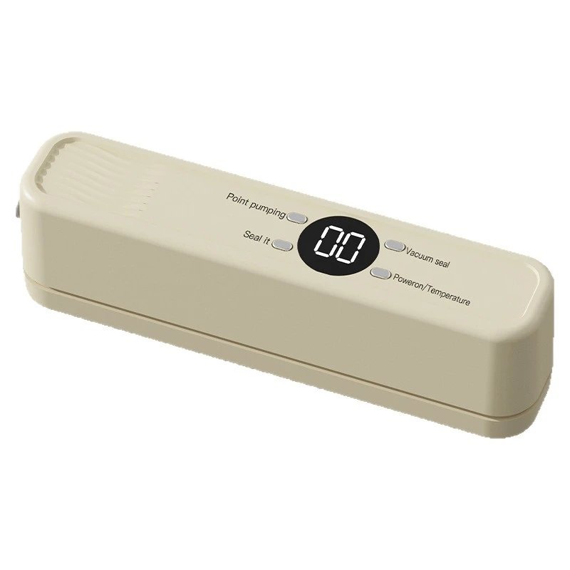 Portable Vacuum Sealer Beige Digital Food Sealing Machine