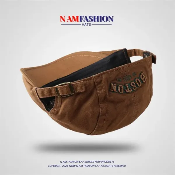 Design N AM Fashion Boston Corduroy Cap Brown Hats - 11