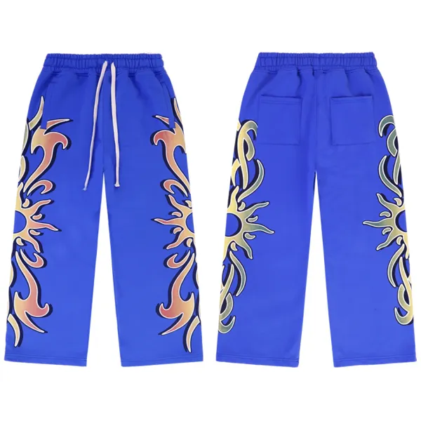 Design Flame Print Cropped Hoodie and Sweatpants Set Multicolor - 23