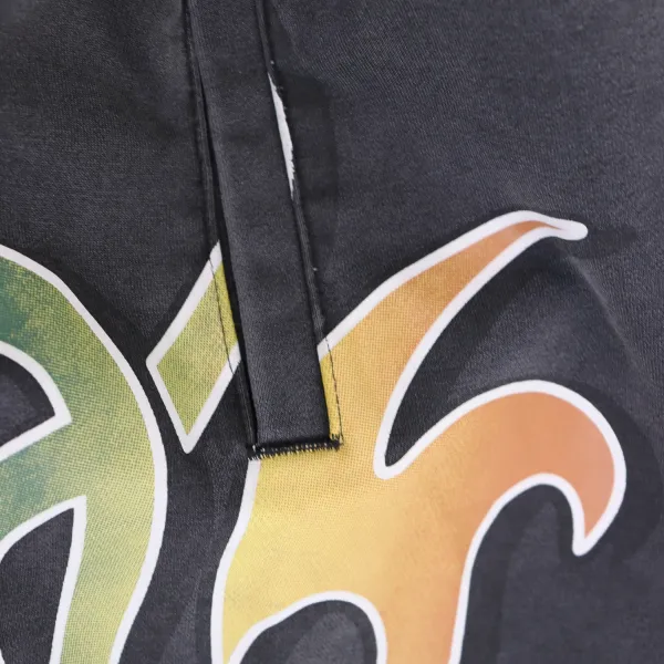 Design Flame Print Cropped Hoodie and Sweatpants Set Multicolor - 5