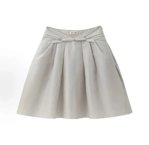 Design MARCHEN Pleated Skirt in Light Gray Skirt - 1