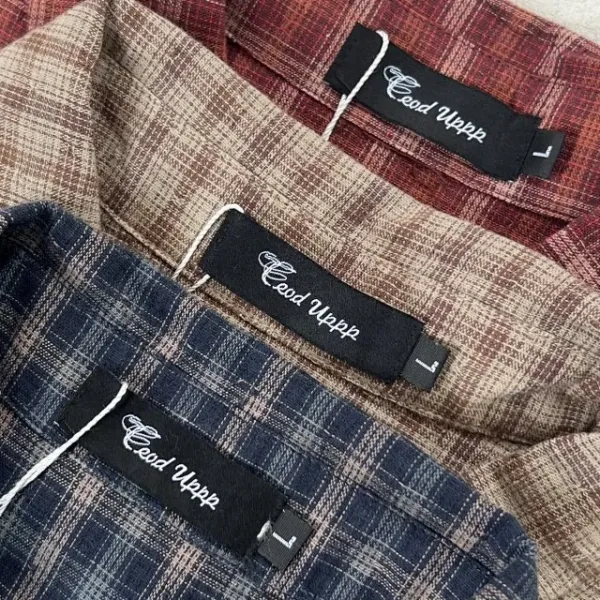 Design Oversized Plaid Shirt in Brown, Navy, and Red with White T-Shirt Layering Tops.shirt - 32