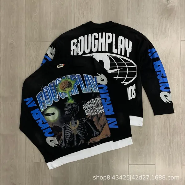 Design Roughplay Bandaid For Battle You Long Sleeve Graphic Tee Black T-Shirts - 1