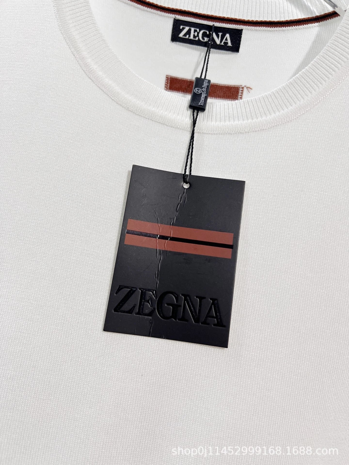 Zegna Striped Sleeve Knit T-Shirt White - 10