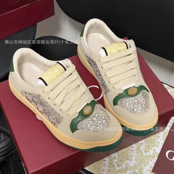 Gucci Ace Embellished Mesh Sneakers Black and White - 14