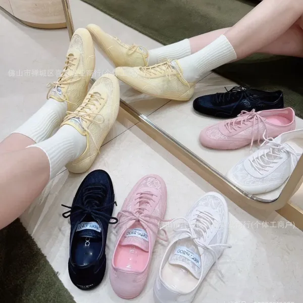 Design Lace-Overlay Low-Top Sneakers White - 3