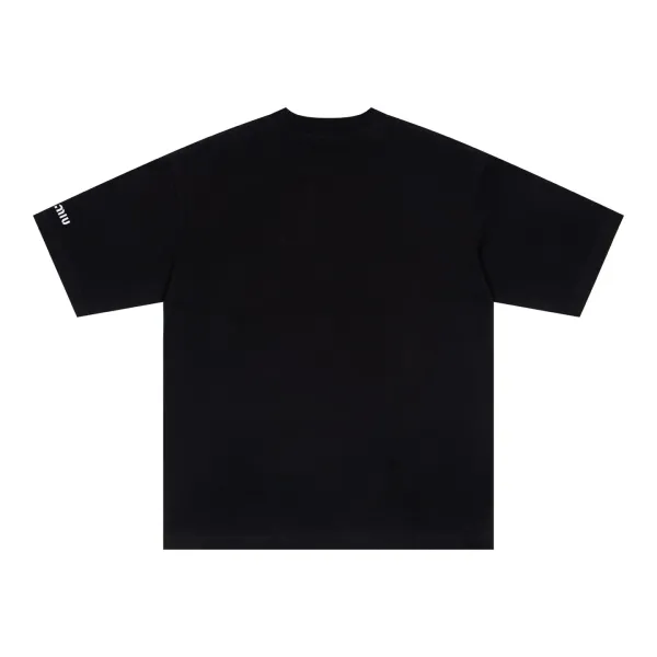 Miu Miu Logo Print Black T-Shirt - 3