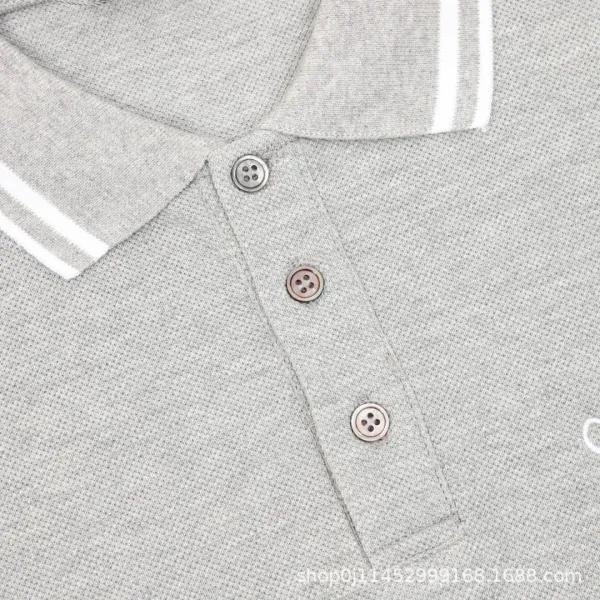 Dior Gray Piqué Polo with White Trim and Script Logo Tops Polo - 12
