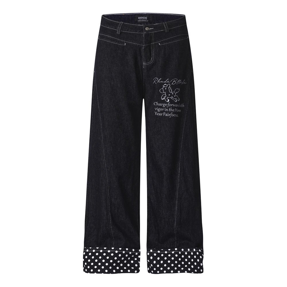 Design RINDI Polka Dot Wide-Leg Jeans Black Jeans - 6