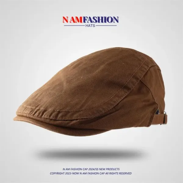 Design N AM Fashion Boston Corduroy Cap Brown Hats - 8