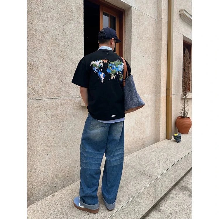 Design COOGI World Map Print Black T-Shirt T-Shirts - 8