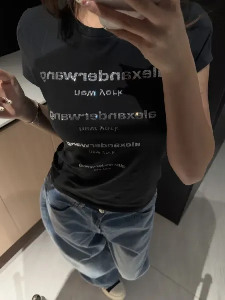 Alexander Wang Logo Repeat Print White T-Shirt - 2