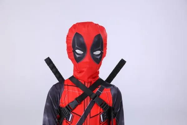 Design Deadpool Costume Red Black Full-Body Suit Clothing - 7