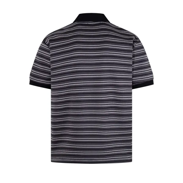 Design Striped Polo Shirt Black Gray Multicolor Tops Polo - 6