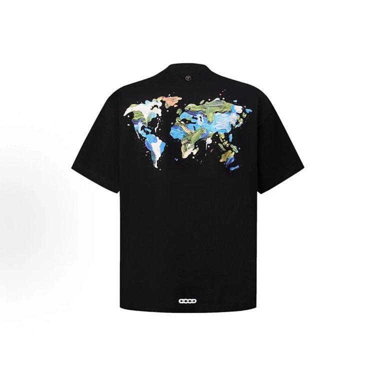 Design COOGI World Map Print Black T-Shirt T-Shirts - 17