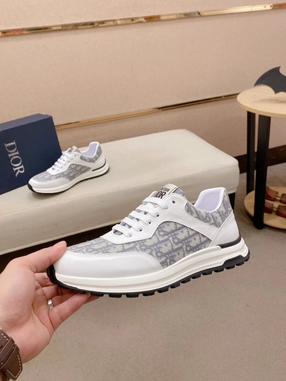 Dior B23 Oblique White Gray Sneakers - 2