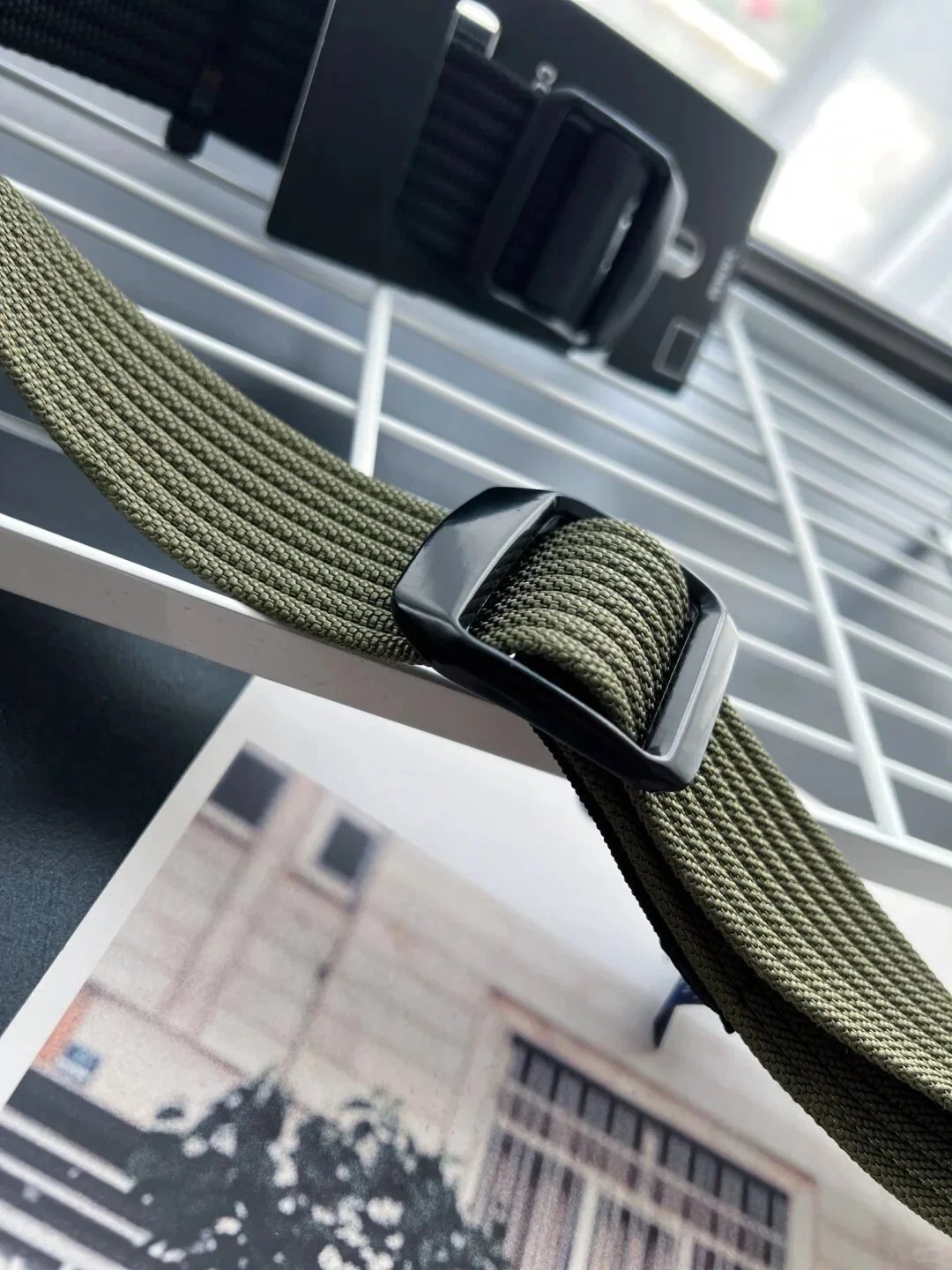 Design Conveyor Belt 38mm Olive Green Canvas Belt - 16