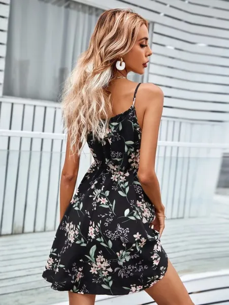 Design Floral Print Tie-Neck Midi Dress - 14