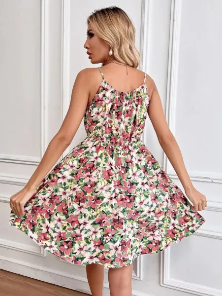 Design Floral Print Tie-Neck Midi Dress - 22