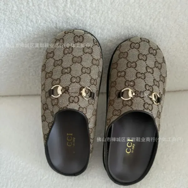 Gucci Horsebit Mule Denim Blue GG Jacquard Slippers - 6