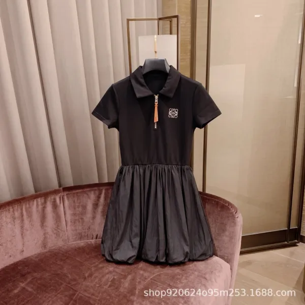 Loewe Polo Dress Black with Anagram Logo and Zipper Detail - 11
