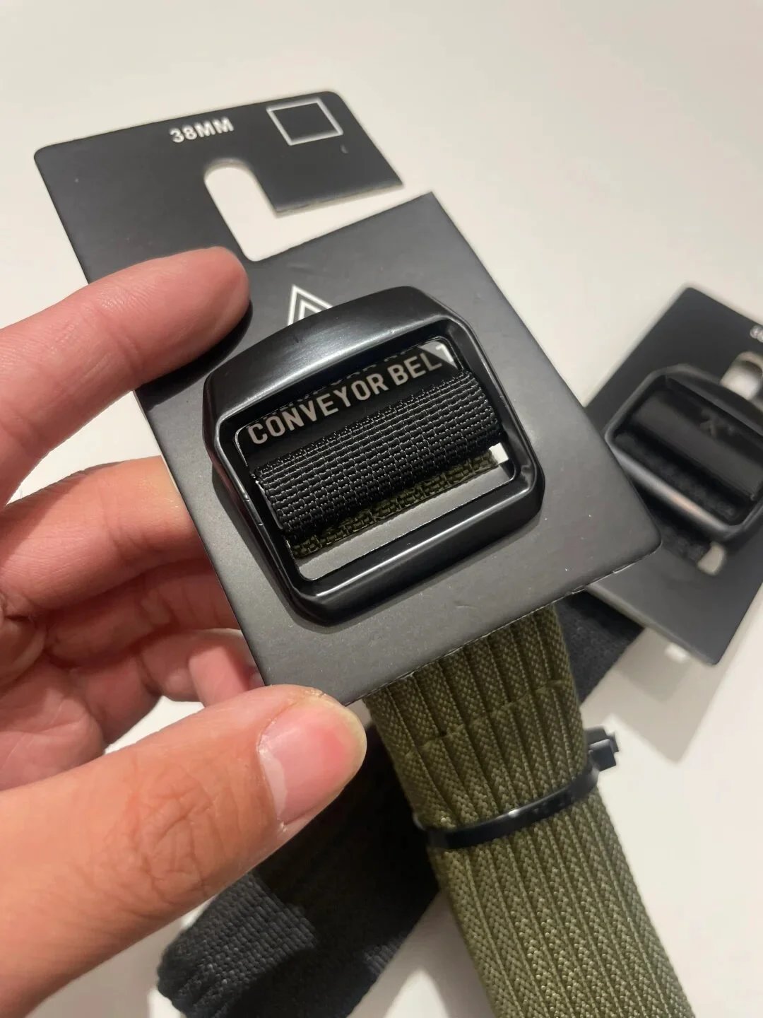 Design Conveyor Belt 38mm Olive Green Canvas Belt - 21